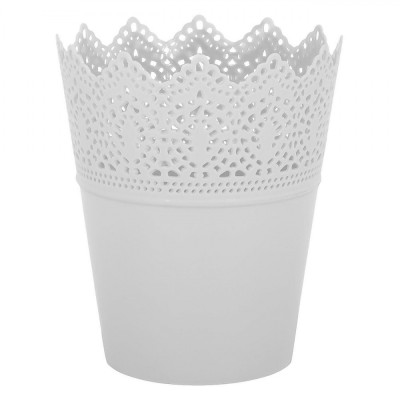 Masca Ghiveci, Plastic, Model Dantelă, Culoare Albă, Dimensiuni 8.5x15cm foto