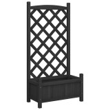 Cumpara ieftin Jardiniera cu spalier, negru, 55x29,5x110 cm, lemn masiv de brad