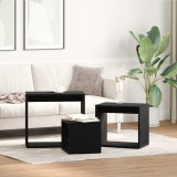VidaXL Set de 3 mese stivuibile, stejar negru, lemn prelucrat