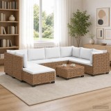 Cumpara ieftin 9 buc. Set de lounge din ratan cu perne GENDT Ratan Natural