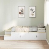 Cumpara ieftin Cadru de pat cu depozitare Alb 80 cm Lemn prelucrat
