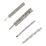 Agrafe de Păr Set, 4 Bucăți, Argintiu, Strass și Mărgele, 6-7cm, Oem