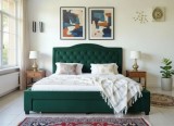Cumpara ieftin Pat 160x200 cm Terasino Verde cu 4 sertare Tapitat Catifea Somiera Inclusa (cod D3)