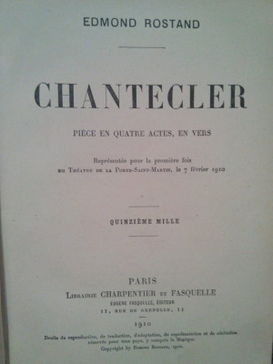 Edmond Rostand - Chantecler (1910) foto