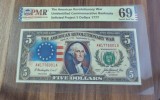 5 dollari 1777 proiect bancnota commemorativa REPRODUCERE pe hartie cu filigran si fire UV