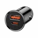 Incarcator auto Baseus Circular Plastic, USB A/ USB C , 30W