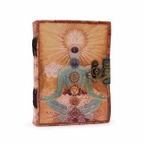 Agenda Jurnal din piele Buddha - 7 chakre - cu margini zimtate