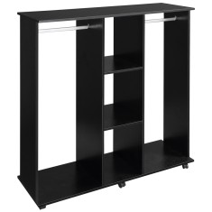 HOMCOM Șifonier cu șinar Mobilier de Depozitare 6 roți 120L x 40l x 128H cm din lemn Negru | Aosom Romania