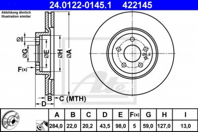 Disc frana OPEL COMBO Tour (X12) (2012 - 2016) ATE 24.0122-0145.1 foto