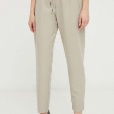 Bruuns Bazaar pantaloni femei, culoarea bej, high waist