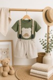 Donino, set pantalonasi cu tricou verde si bretele (Marime Disponibila: 18-24