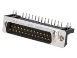 Conector D-Sub 25 PIN soclu tată unghi 90&deg; THT UNC 4-40 5A 20m&Omega;, ADAM TECH