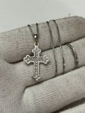 LANT + PANDANTIV CRUCE AUR alb 18K + 16 Diamante = 0.16Ct - 5.6g !