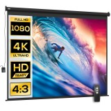 HOMCOM Ecran de Proiecție 120 Inch Format 4:3 Reglabil cu Telecomandă, Ecran de Proiecție Compact, 244x183 cm, Negru | Aosom Romania
