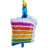 Balon din folie metalizata, flippy, model prajitura cu lumanare, 84x53 cm, baloane party, ambalaj individual, pai inclus, umflare cu aer sau heliu, mu