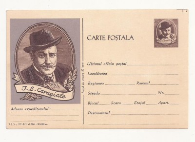CA13-Carte Postala -I.L. Caragiale , necirculata 1961 foto