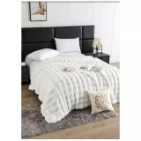 Cumpara ieftin Patura Cocolino cu Blanita Artificiala de Iepure pentru Pat Dublu, Alb - JOJ613