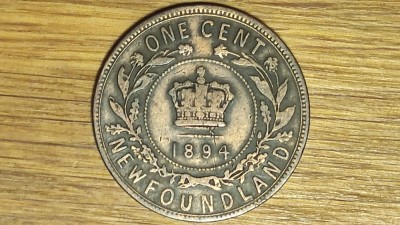 Canada provincii Newfoundland - raritate - moneda colectie 1 cent 1894 Victoria foto