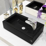 Cumpara ieftin VidaXL Chiuvetă cu orificiu robinet, negru, 46x25,5x12, ceramică