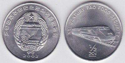 Corea de Nord 1/2 chon 2002 FAO UNC Tren foto