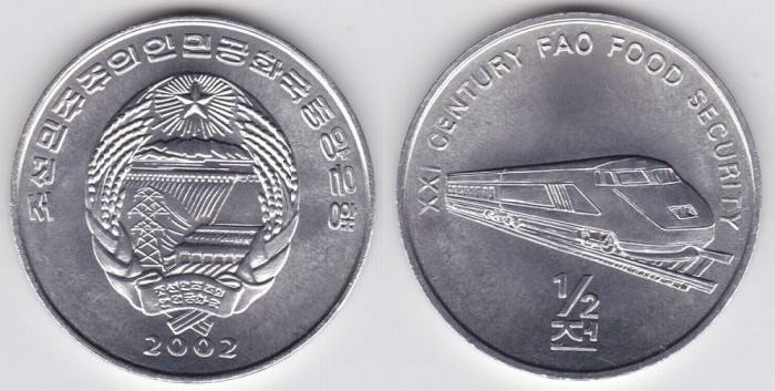 Corea de Nord 1/2 chon 2002 FAO UNC Tren