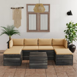 Set mobilier gradina paleti cu perne 7 piese lemn masiv pin GartenMobel Dekor, vidaXL