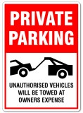 Private parking unauthorized vehicles will be towed at owner&amp;#039;s expense