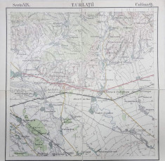 HARTA ZONEI TARGUL URLATI SI IMPREJURIMI , SCARA 1 / 50.000 , POLICROMA , TIPARITA IN 1911 foto