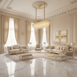 Candelabru Cristal LACE Royale 11xE14, Dimensiune 83x33 cm, Inaltime 31 cm, Auriu Lucios, Inaltime Reglabila, Design Elegant