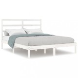 Cumpara ieftin Cadru de pat mic dublu, alb, 120x190 cm, lemn masiv