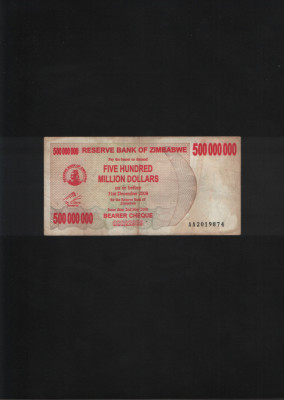 Zimbabwe 500000000 500 000 000 500 milioane dolari dollars 2008 seria2019874 foto