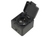 Conector alimentare AC 2P+PE 250VAC, 16A, gri &icirc;nchis - Abex