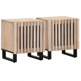 Cumpara ieftin Noptiere, 2 buc., 40x34x46 cm, lemn masiv mango albit