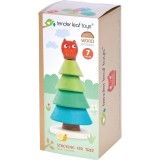 Puzzle stivuibil Brad de Craciun, din lemn premium - Stacking Fir Tree - 7 piese - Tender Leaf Toys