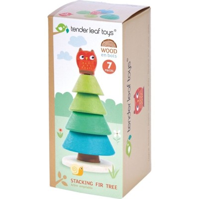 Puzzle stivuibil Brad de Craciun, din lemn premium - Stacking Fir Tree - 7 piese - Tender Leaf Toys foto