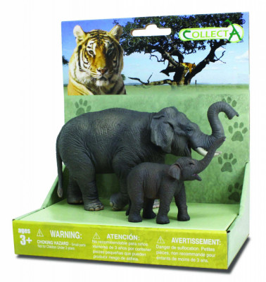 Set 2 Figurine Elefant Asiatic cu pui Collecta foto