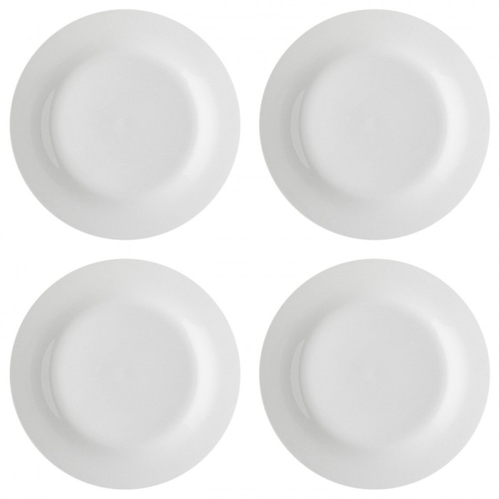 Set farfurii 4 piese pentru Fructe, din Portelan, Albe, diametru 19 cm