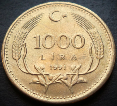Moneda 1000 LIRE - TURCIA, anul 1991 * cod 3801 = A.UNC foto