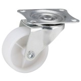 Roata Mobila Pivotanta cu Flansa din PVC Alb, Fara Frana / 50Mm, 30Kg - 10Buc