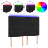Cumpara ieftin Tablie de pat cu LED, negru, 144x5x118/128 cm, catifea