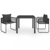 Cumpara ieftin Set mobilier masa de gradina, 3 piese, negru, ratan PVC