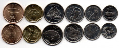 FIJI SET COMPLET MONEDE 5, 10, 20, 50 Cents, 1, 2 Dollars 2012-2014 UNC foto