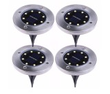 Set 4x Lampi Solare Pentru Gradina Cu Fixare In Pamant, 8 LED, Rezistent La Apa Si Interperii, Lumina Puternica, Senzor de lumina, IPF