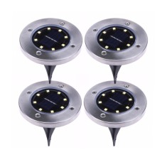 Set 4x Lampi Solare Pentru Gradina Cu Fixare In Pamant, 8 LED, Rezistent La Apa Si Interperii, Lumina Puternica, Senzor de lumina