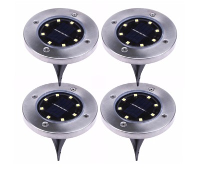 Set 4x Lampi Solare Pentru Gradina Cu Fixare In Pamant, 8 LED, Rezistent La Apa Si Interperii, Lumina Puternica, Senzor de lumina foto