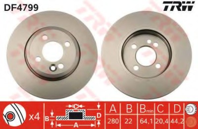 Disc frana MINI MINI Cabriolet (R57) (2007 - 2016) TRW DF4799 foto