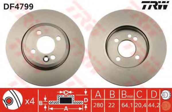 Disc frana MINI MINI Cabriolet (R57) (2007 - 2016) TRW DF4799