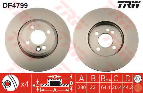 Disc frana MINI MINI Cupe (R58) (2011 - 2016) TRW DF4799