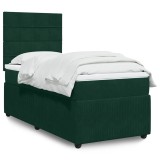 vidaXL Pat box spring cu saltea, verde &icirc;nchis, 100x200 cm, catifea 3294565