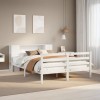 VidaXL Pat cu bibliotecă fără saltea, alb, 135x190 cm, lemn masiv pin 3321847